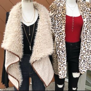 Papaya | Shearling Fuzzy Leather Vest